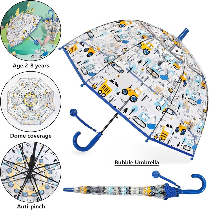 RONIARE 2 Pack Kids Clear Umbrellas for Rain Dome Bubble Umbrella Windproof for Toddler Boys Girls - Image 4